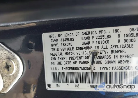 2007 Honda Accord 2.4 Ex z USA, uszkodzony, nr VIN 1HGCM56857A025834